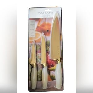 Tahari Gold and White Knife Set - 3 Piece